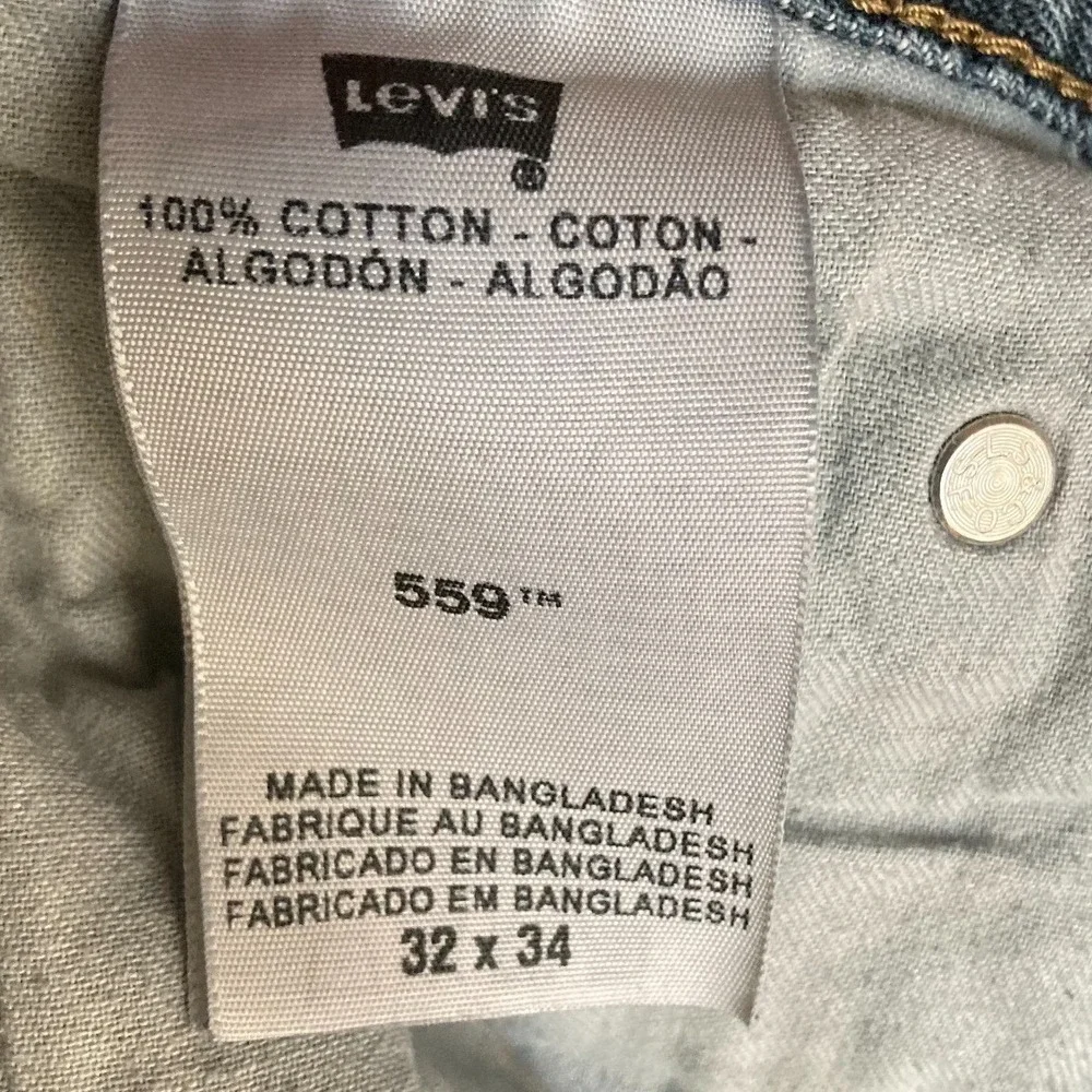 Levis 559 Relaxed Straight Distressed Cotton Faded Denim Jeans Mens 32x34 Cowboy